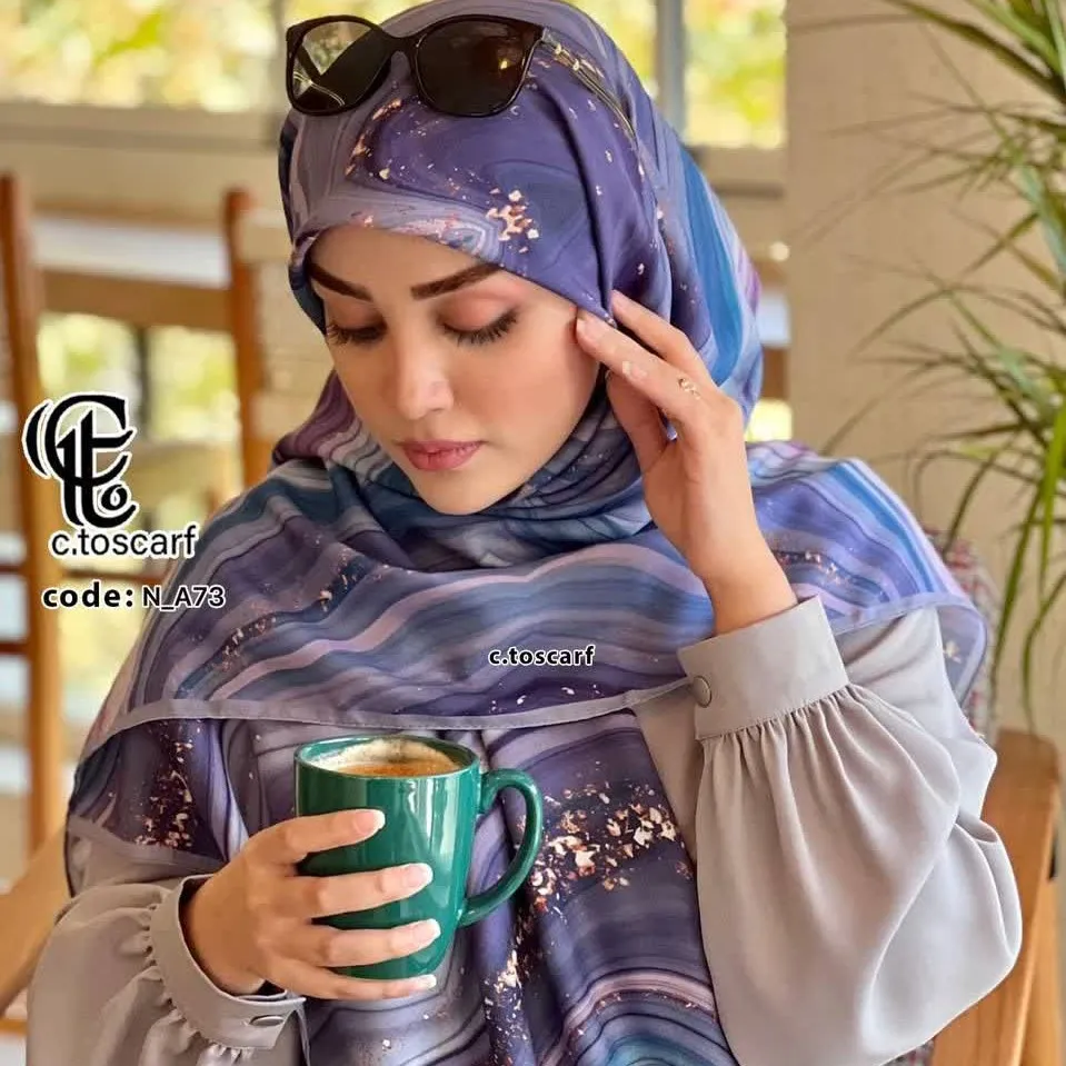 روسری نخی کاستوم طرح رزین سیتو قواره بزرگ 140سانت شیک و خوش ایست