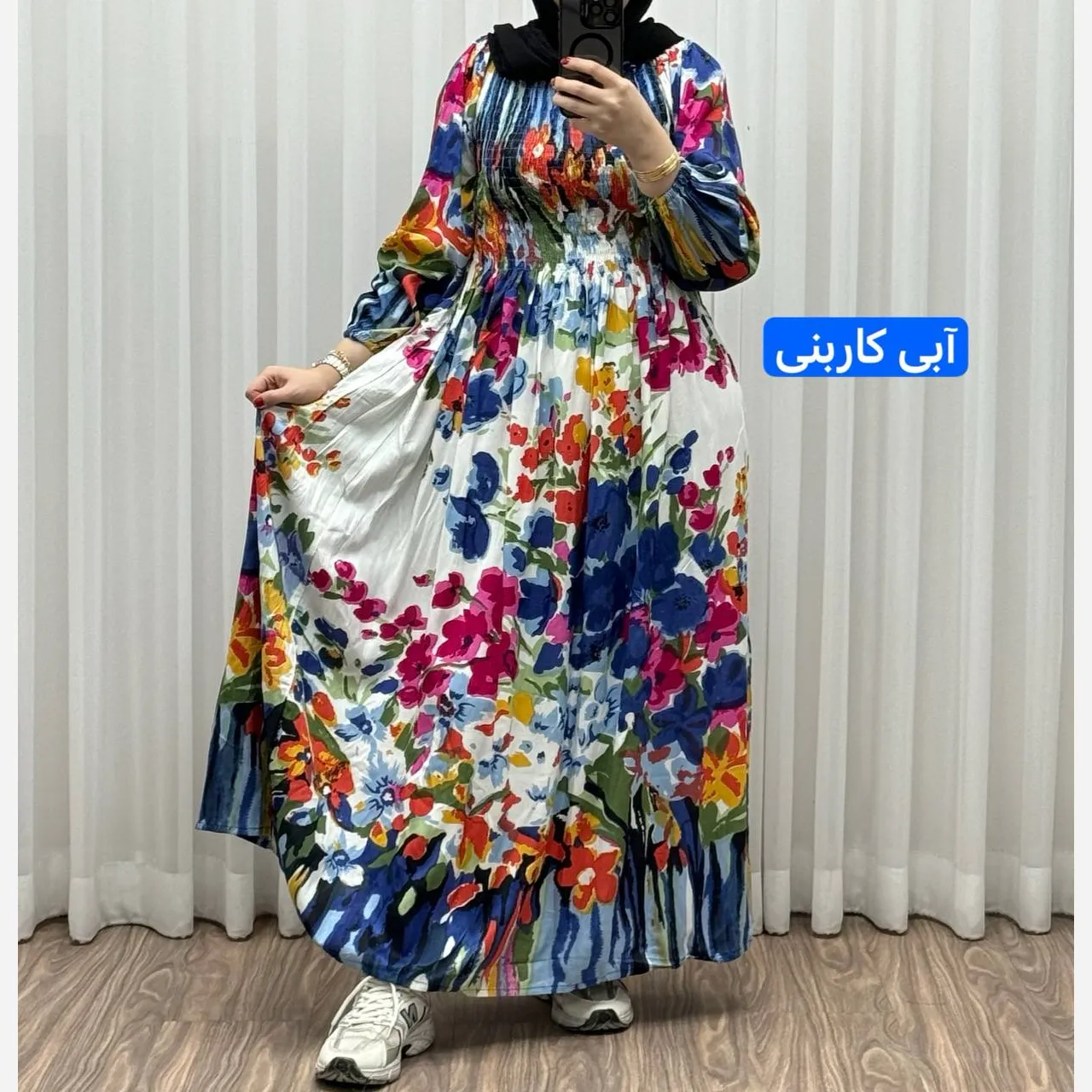 پیراهن ساحلی آبرنگی کریشه فری سایز زنانه آستین بلند تا سایز 54 مناسب چهارفصل شیک و راحت بدون بدن نما