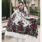 روسری ترکمنی ایرانی مدل تاتار کد 1607 طرح سنتی نخ پلی استر 130x130 مناسب 4 فصل