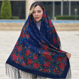روسری ترکمنی ایرانی مدل تاتار کد 1607 طرح سنتی نخ پلی استر 130x130 مناسب 4 فصل