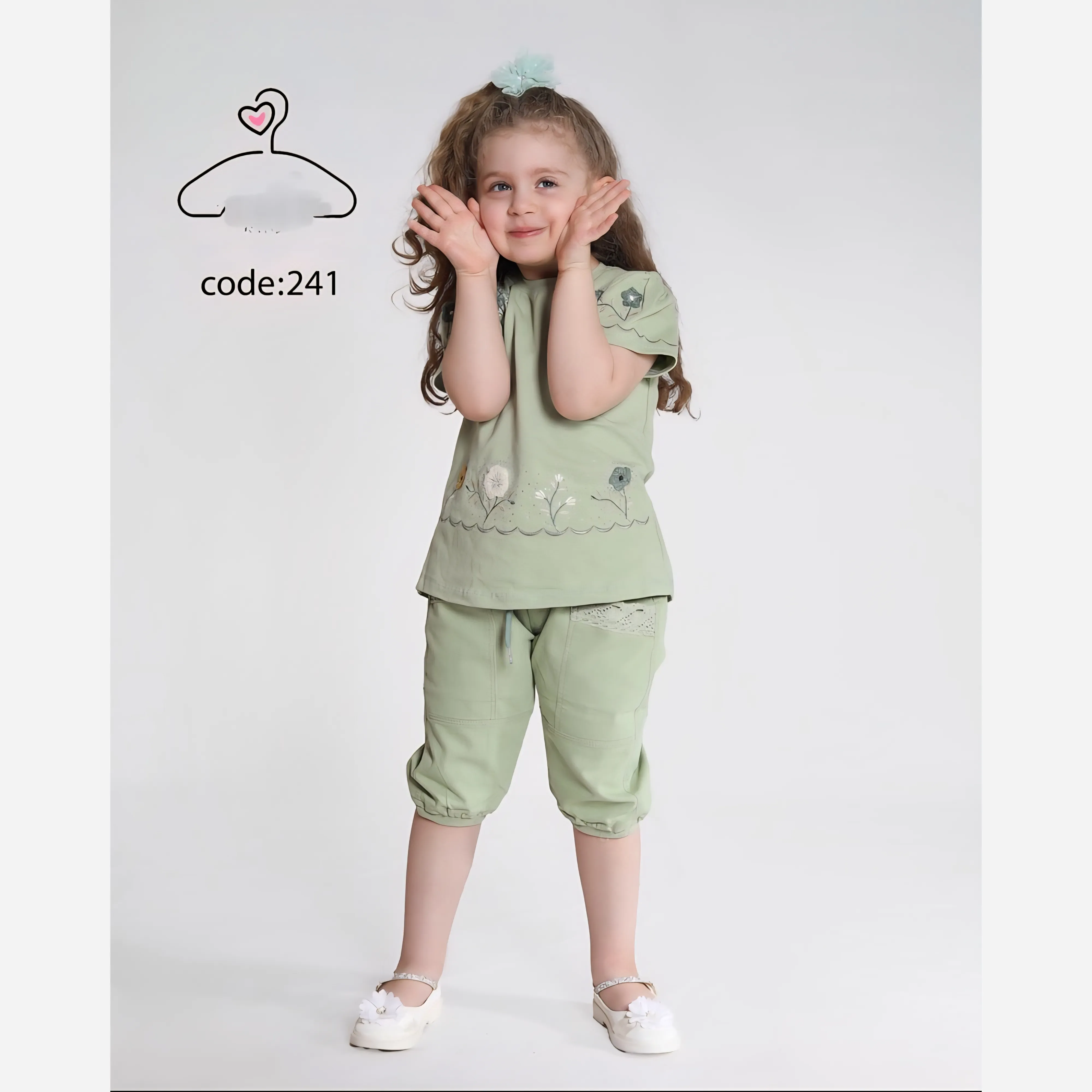 ست تاپ و شلوارک دخترانه پنبه لاکرا و کتان سایز 40 تا 55