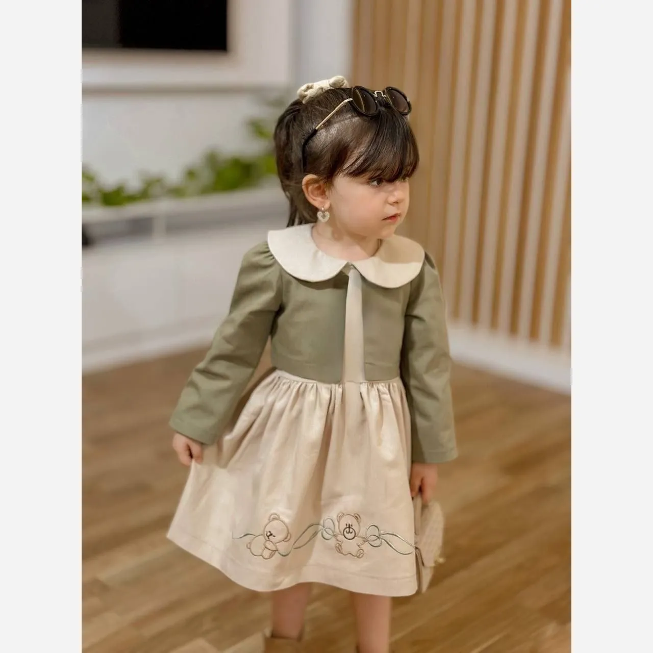 کت و سارافون دخترانه گلدوزی شده لینن و کتان مناسب 3 تا 7 سال