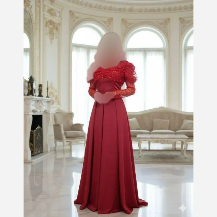 ماکسی مجلسی زنانه ساتن آمریکایی و جسمیکو قد 165 سایز بزرگ