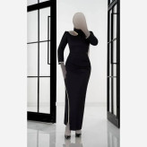 ماکسی مجلسی زنانه ایزابلا جنس غواصی و خرجکار نگین رنگ مشکی