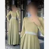 ماکسی بابونه جنس کرپ دالقیچ کمربند نگین دار قد 160