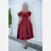 پیراهن مجلسی زنانه ساتن آمریکایی قد 115 بند دکلته زیپدار