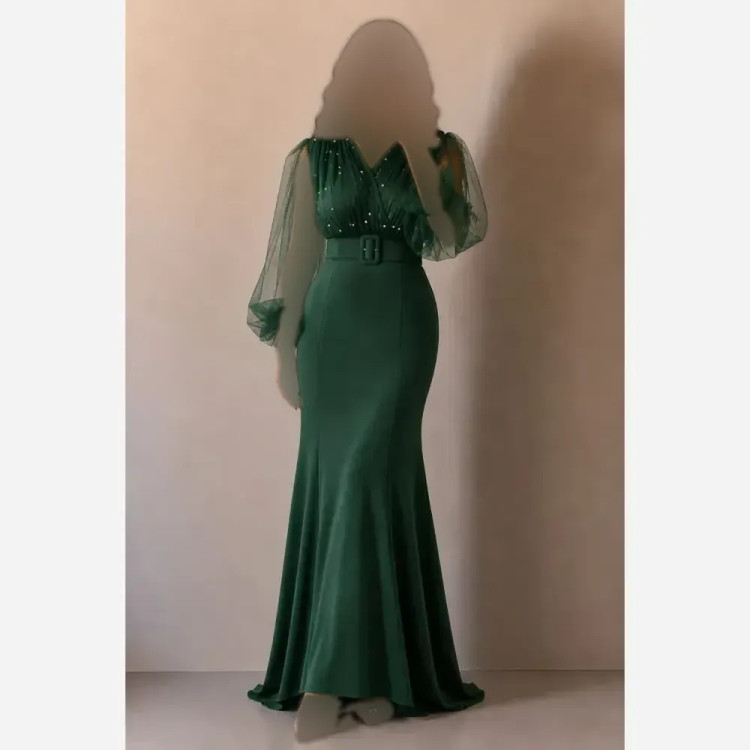 ستاره زنانه جنس کرپ کش و تور قد 160 با کمربند
