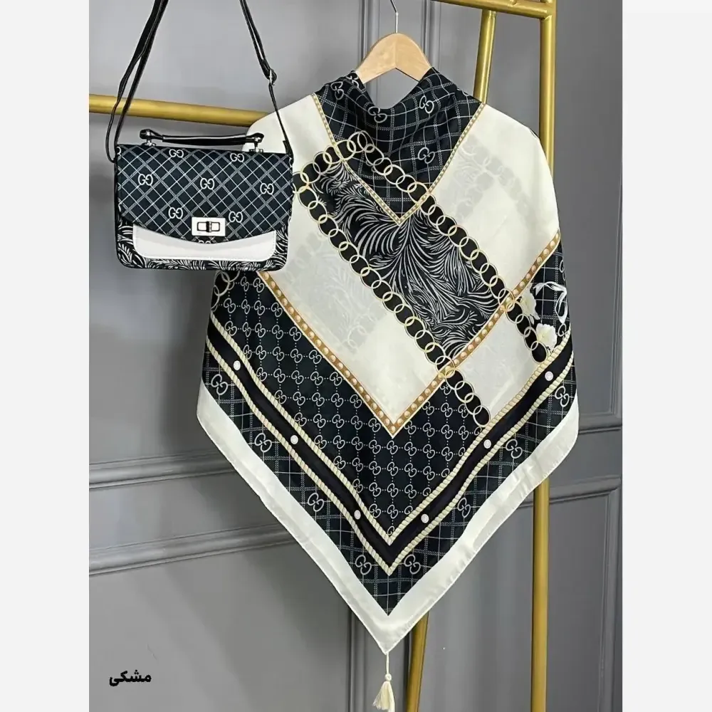 ست کیف و روسری مخمل و چرم صنعتی طرح گوچی پاپیون
