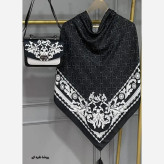 ست کیف و روسری زنانه مخمل و چرم صنعتی نخی منگوله دار