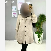 مانتو مخمل کبریتی پاییزه سامیه فری سایز دکمه دار