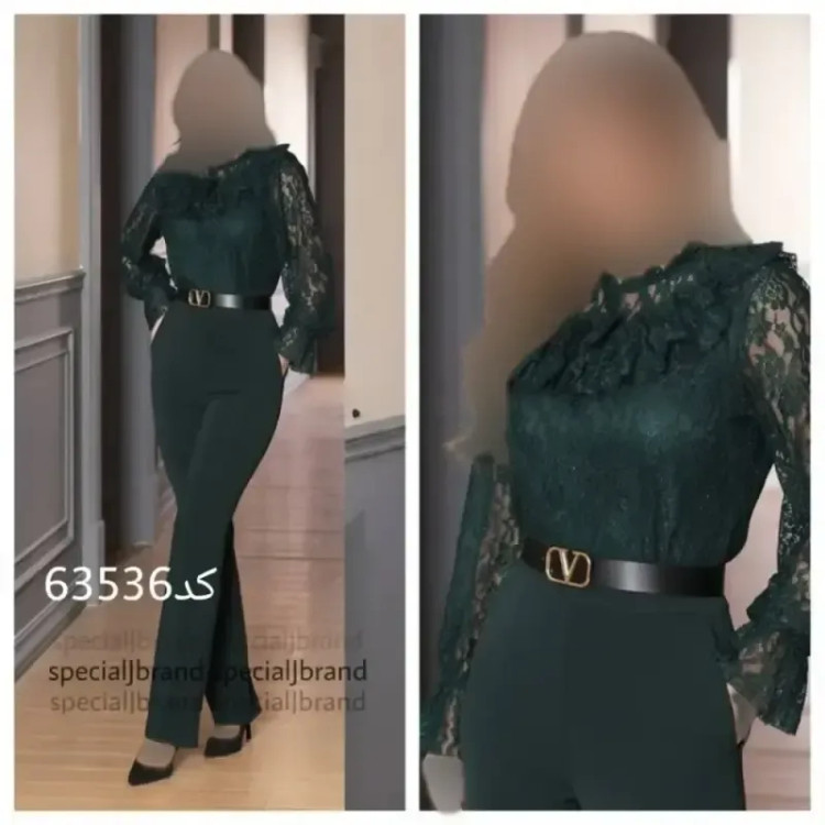 سرهمی مجلسی پارمیس دانتل برجسته و غواصی سبز سایز 38 تا 40