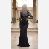 ماکسی مجلسی زنانه جنس غواصی و فلوک شاین کره ای کمربند دار