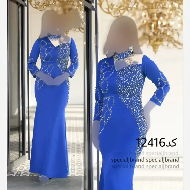 ماکسی مجلسی زنانه جنس غواصی و فلوک شاین کره ای کمربند دار