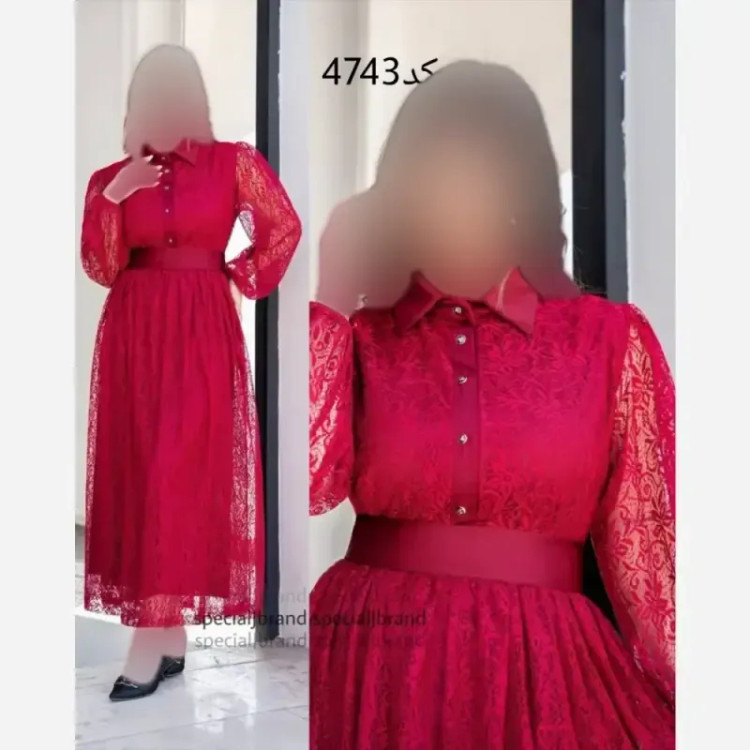 تونیک شهرزاد جنس دانتل و آستر پاناما کمربند دار سایز 38 تا 52