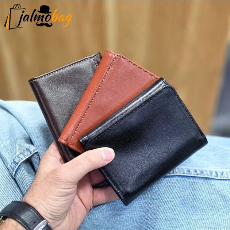 کیف پول چرم مردانه سه لت چرم اصل گاوی