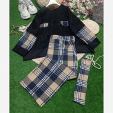 شومیز زمستانه مخمل کبریتی فری سایز مشکی و کرم نسکافه ای