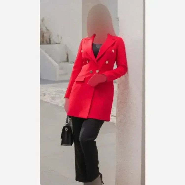 کت بلیزر زنانه کرپ مازراتی قد 80 جیب دار
