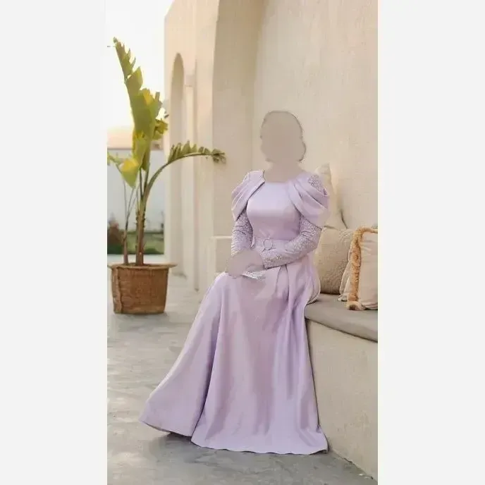 لباس مجلسی زنانه مرسانا آستین بلند ساتن ال ایکس قد 150