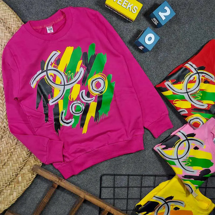 بلوز دخترانه پنبه ای یقه گرد آستین کش بافت پاییزه و زمستانه
