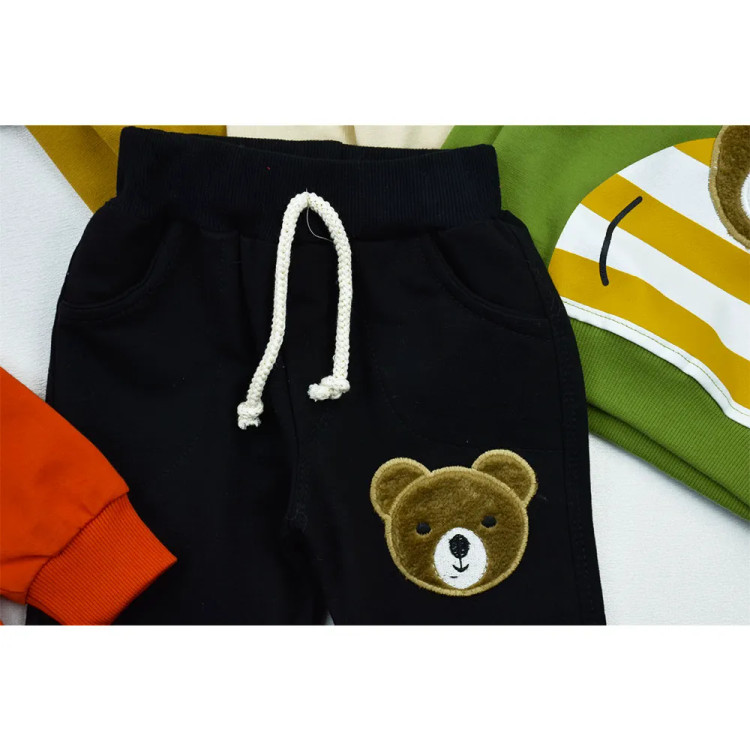 بلوز شلوار پسرانه خرس کلاهدار پنبه سوپر