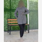 مانتو نخ پنبه لارج رنگ طوسی