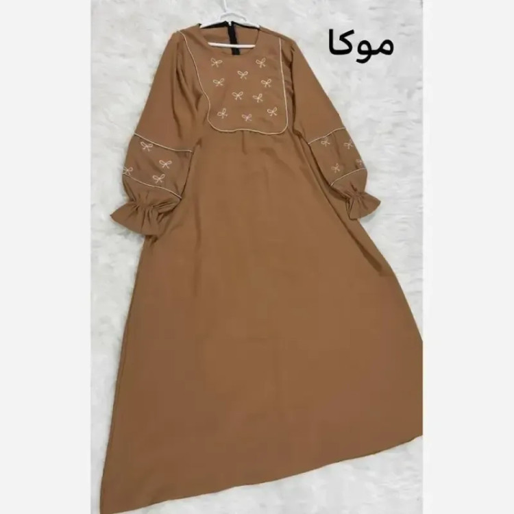 مانتو عبایی پاپیون الیزه درجه یک فری سایز رنگ مشکی و موکا